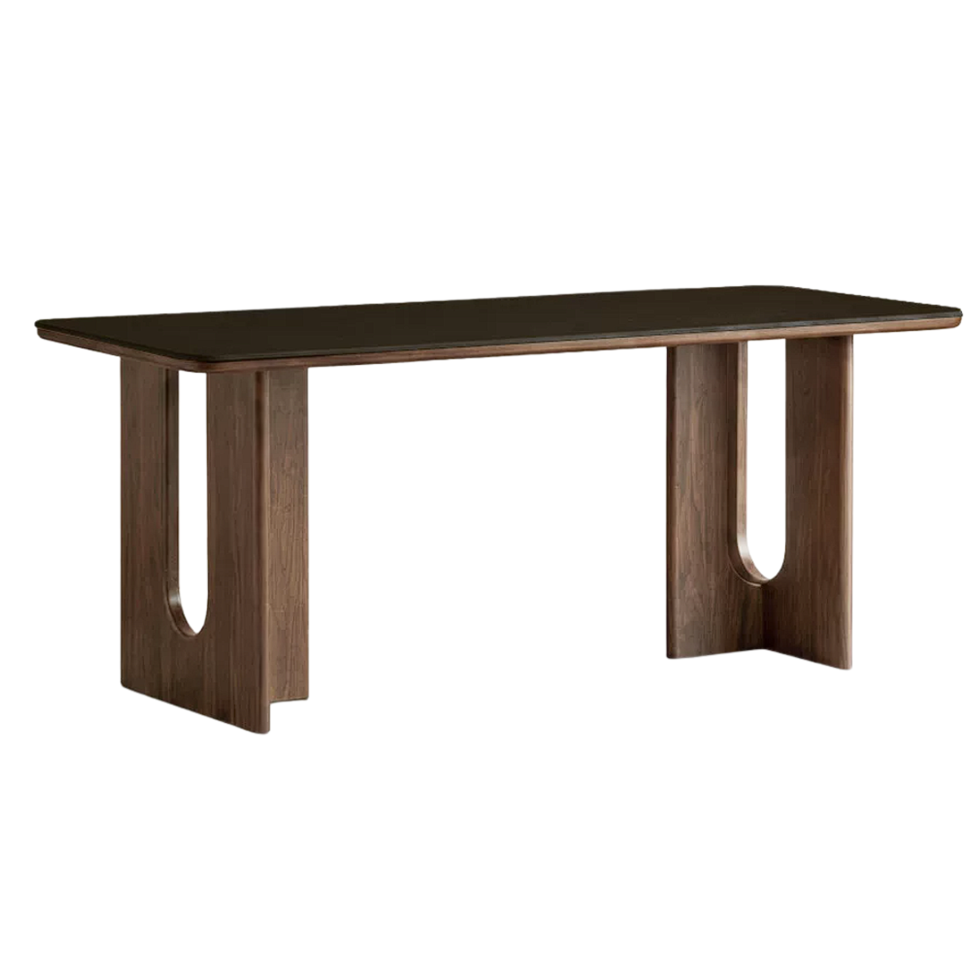 Black Walnut Solid Wood Light Luxury Style Rock Plate Dining Table