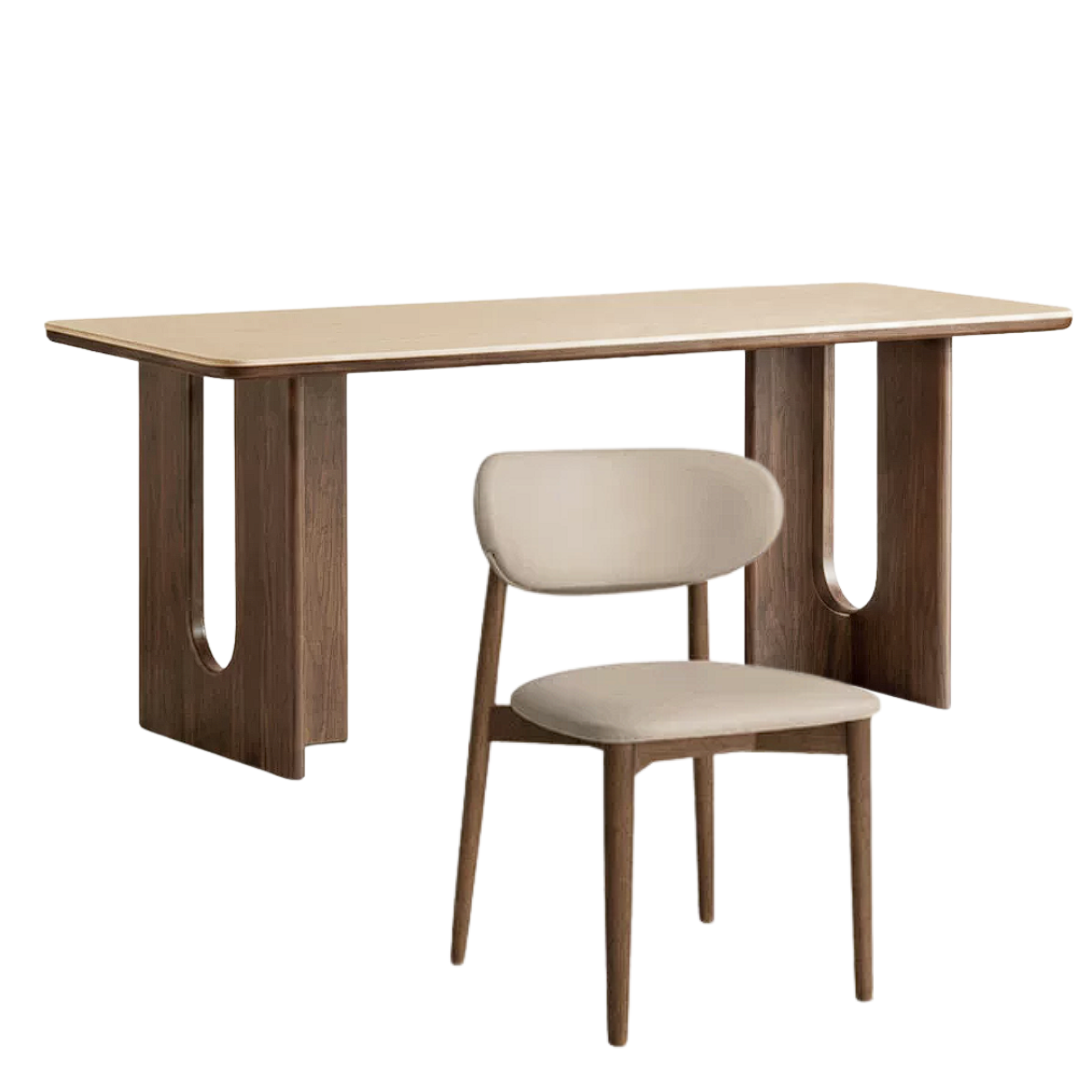 Black Walnut Solid Wood Light Luxury Style Rock Plate Dining Table