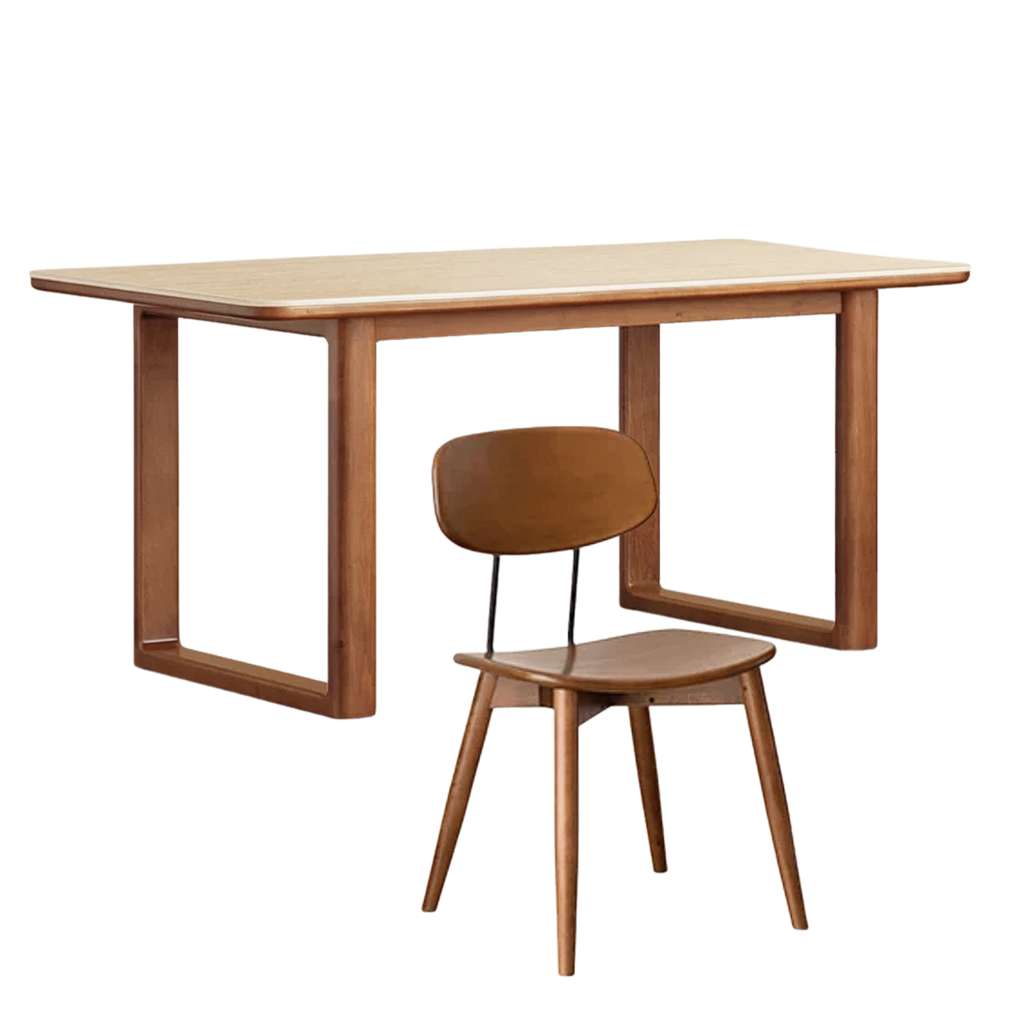 Tulipwood Solid Wood Mid-Century Dining Table with Rounded Square Legs