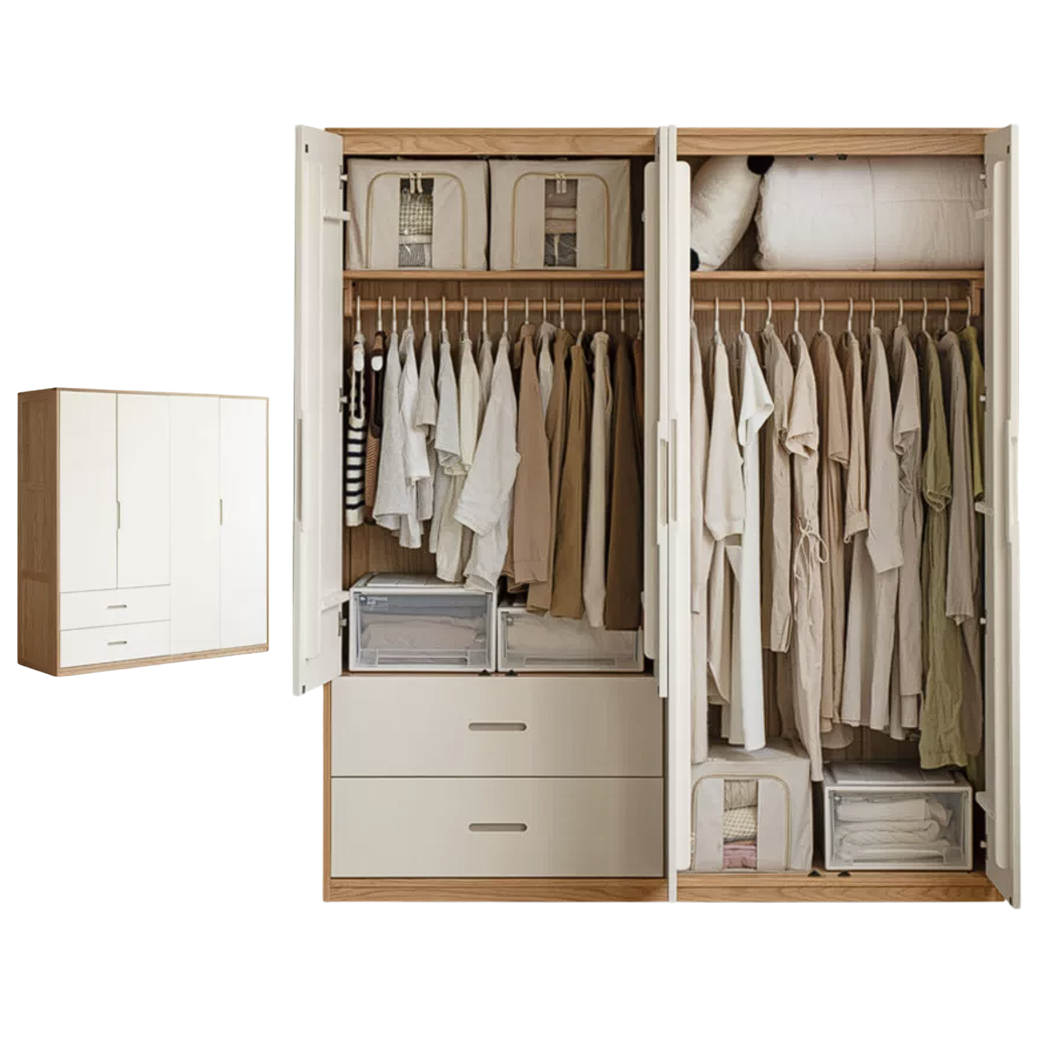 Oak Solid Wood Wardrobe Floor Combination Cabinet