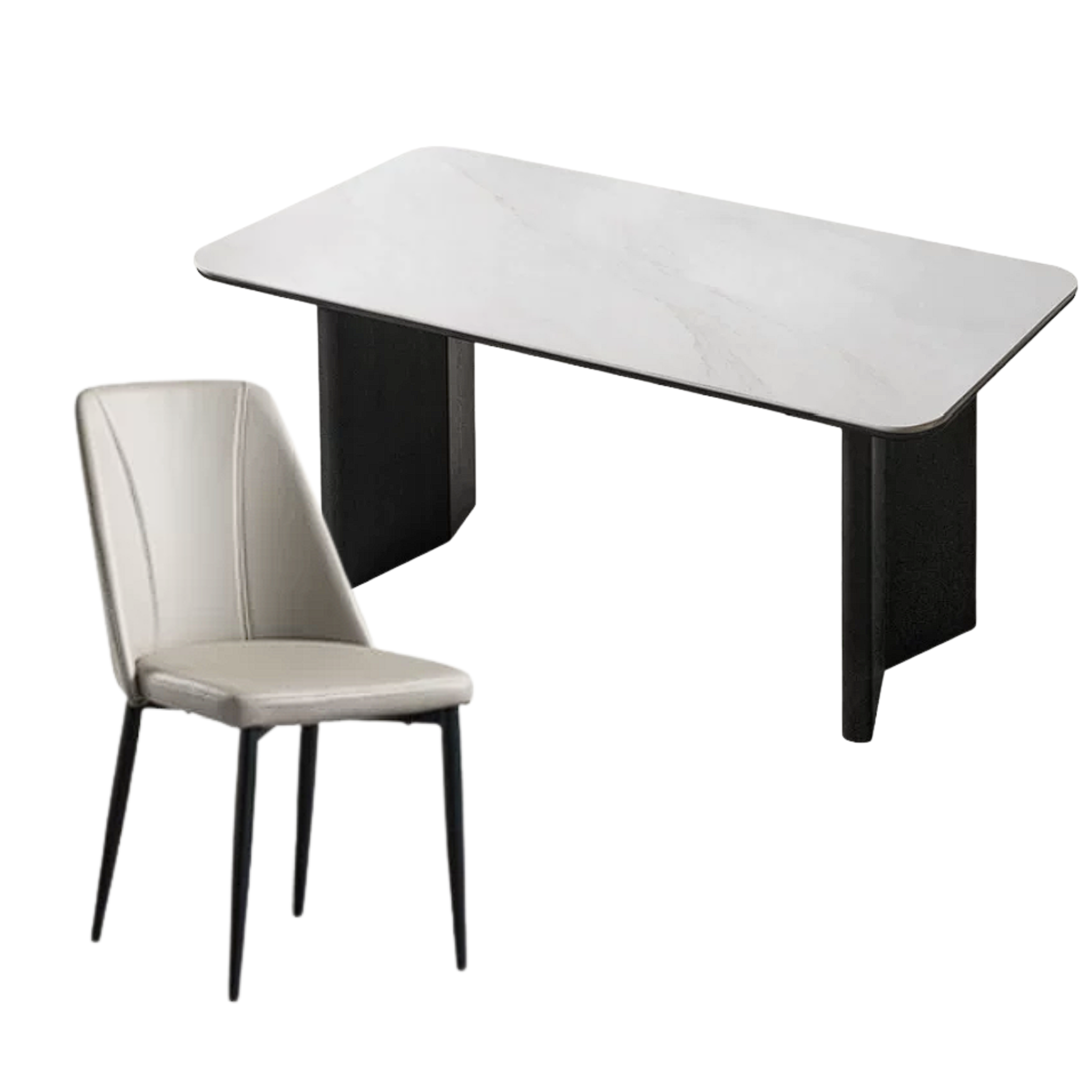 Oak Solid Wood, Solid Rubberwood Slate Italian Dining Table