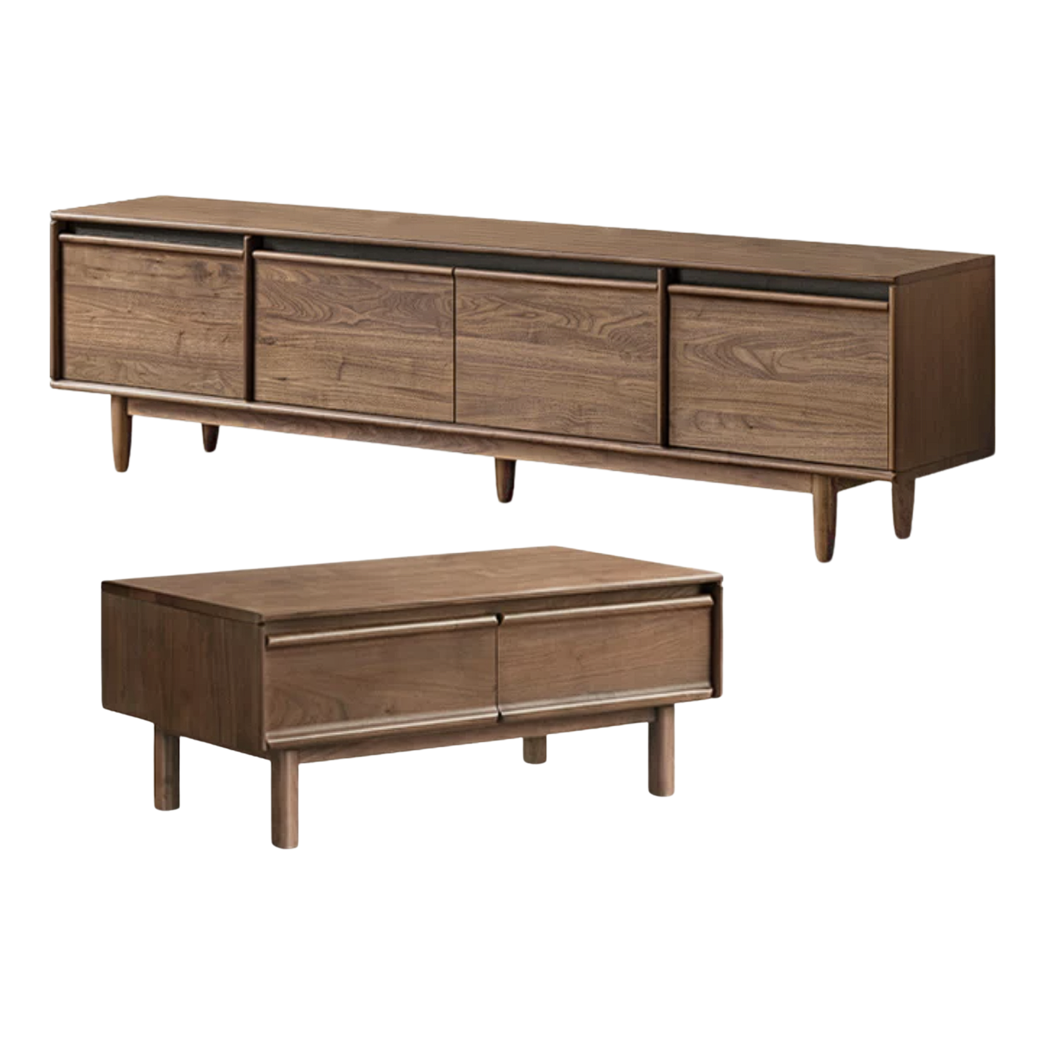 Black Walnut, Sandalwood, Ash Solid Wood Skeleton Line TV Cabinet