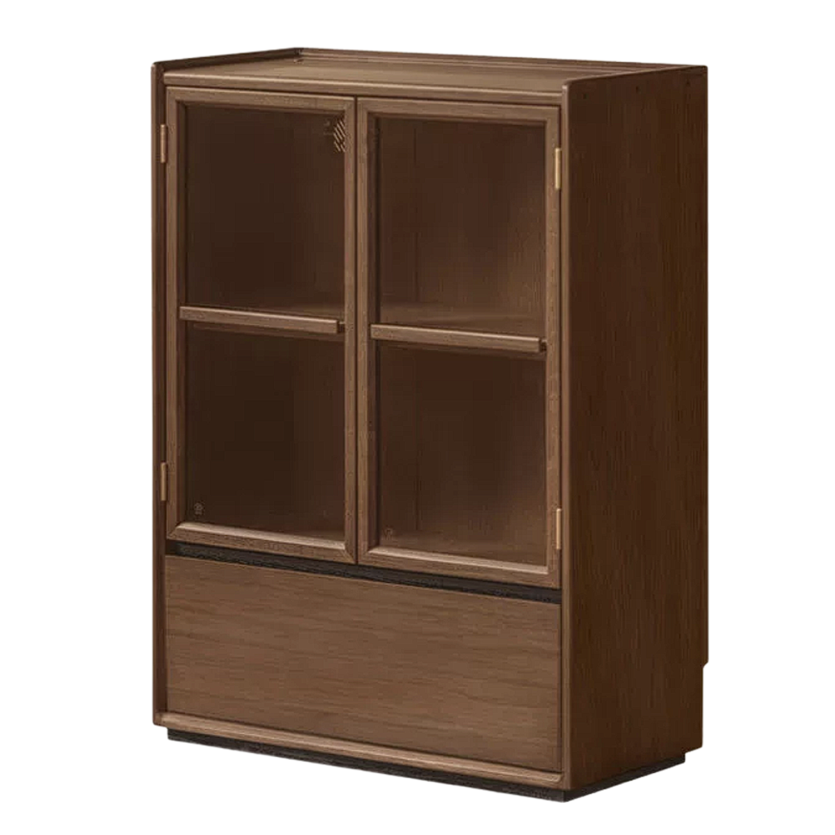 Sandalwood, Black Walnut, Oak Solid Wood Illuminated Curio Cabinet with Glass Door and LED Display Light