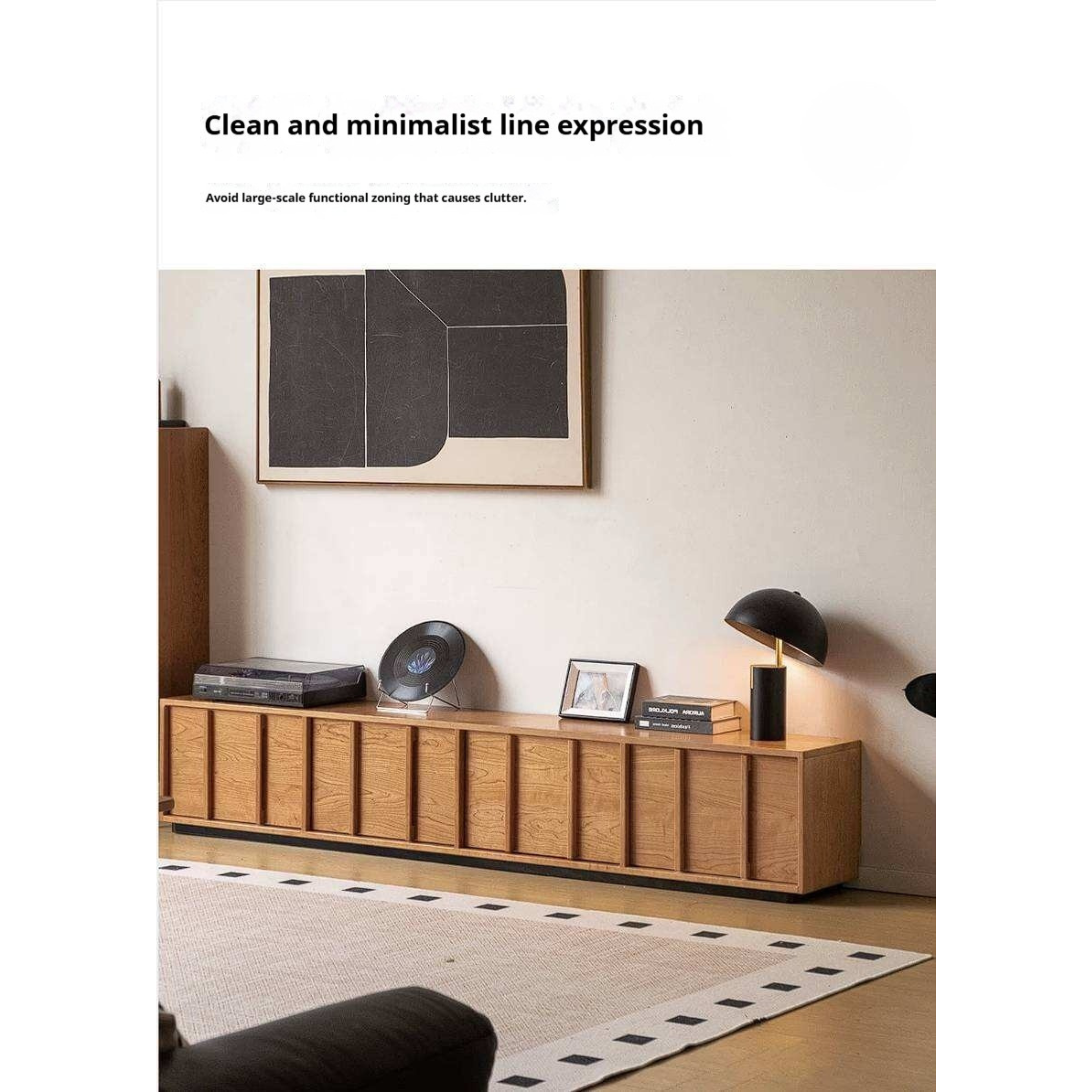 Cherry Solid Wood TV Stand with Simple Modern Storage Cabinet