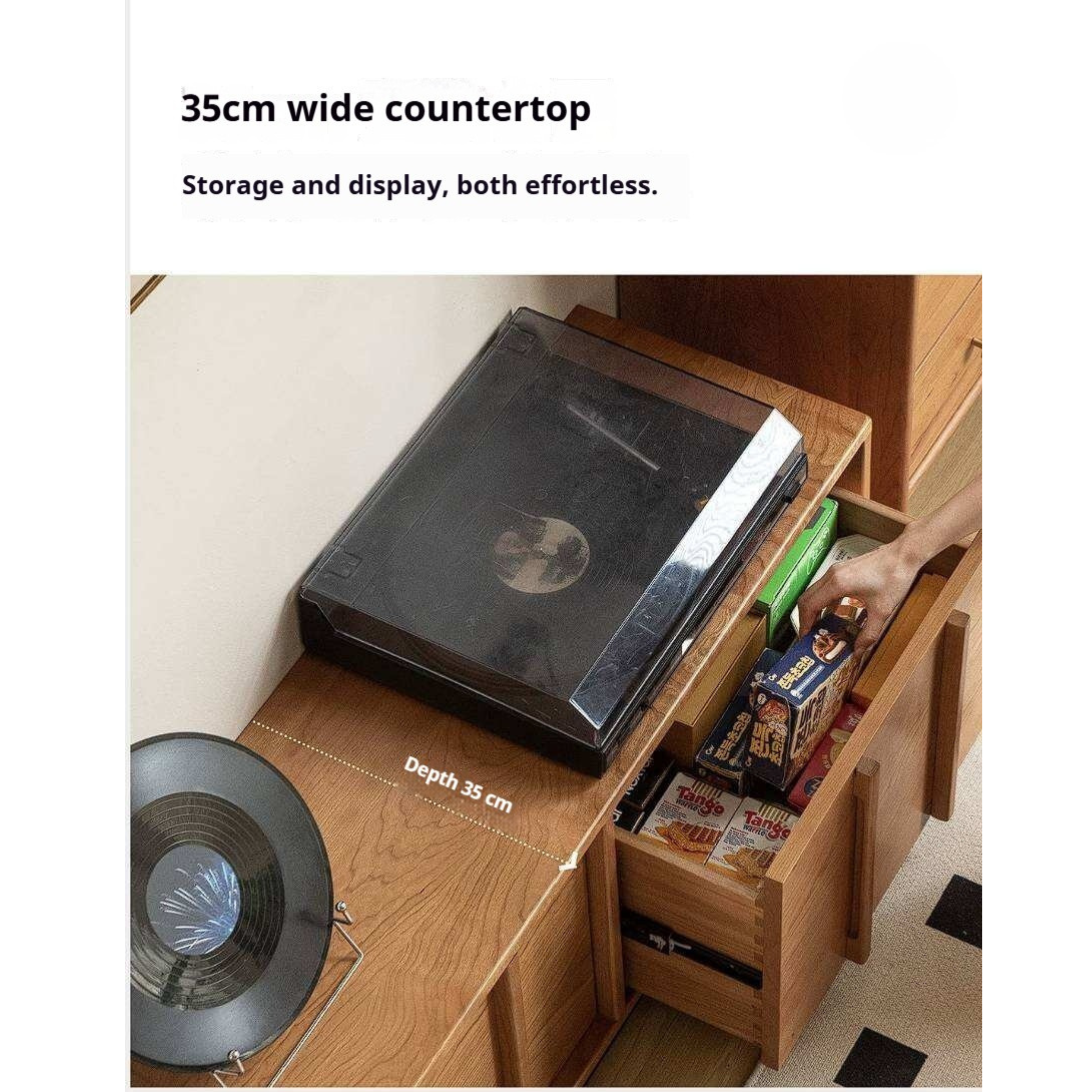 Cherry Solid Wood TV Stand with Simple Modern Storage Cabinet
