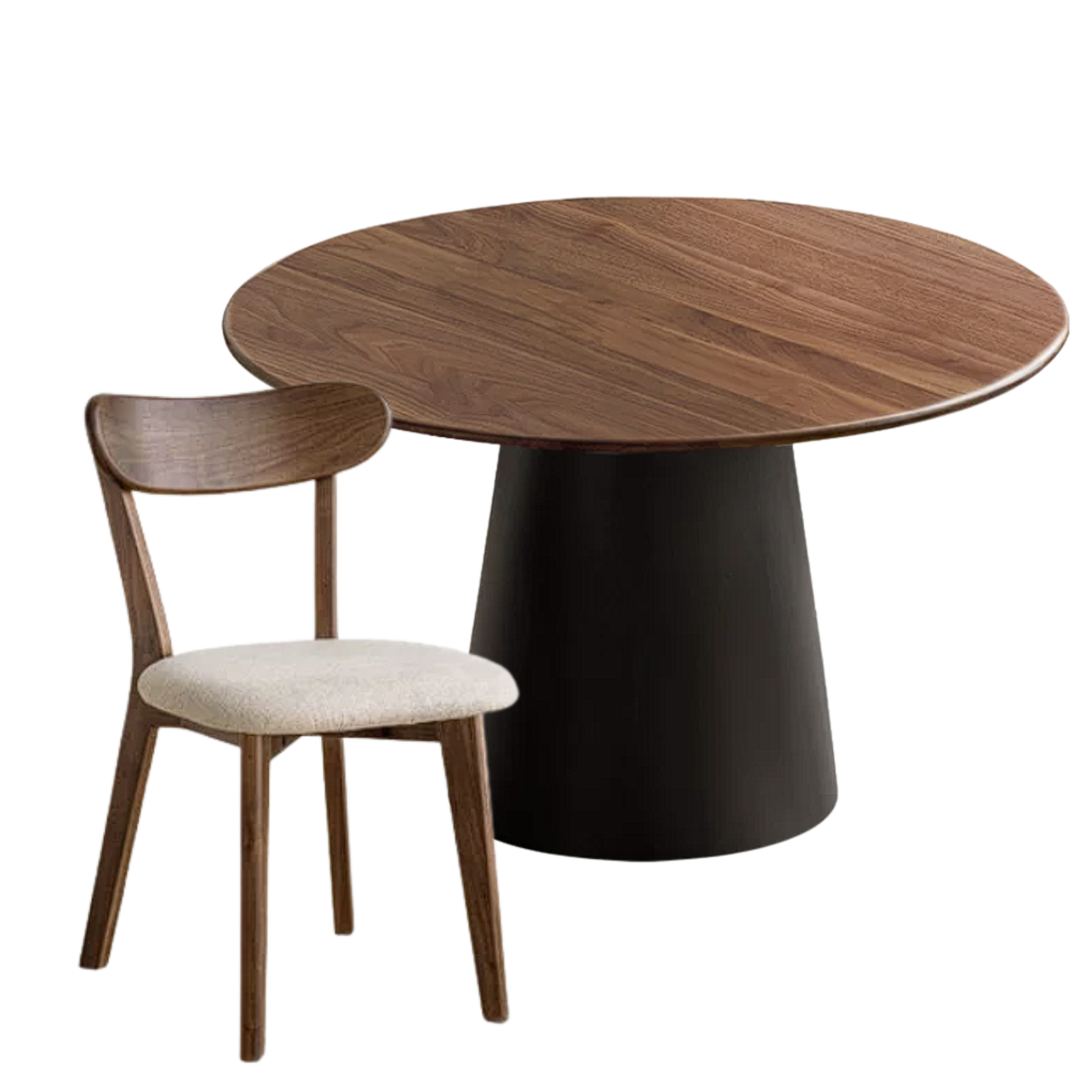 Black Walnut, Oak Solid Wood, Golden Pearwood, Sandalwood Rock Slab Round Dining Table