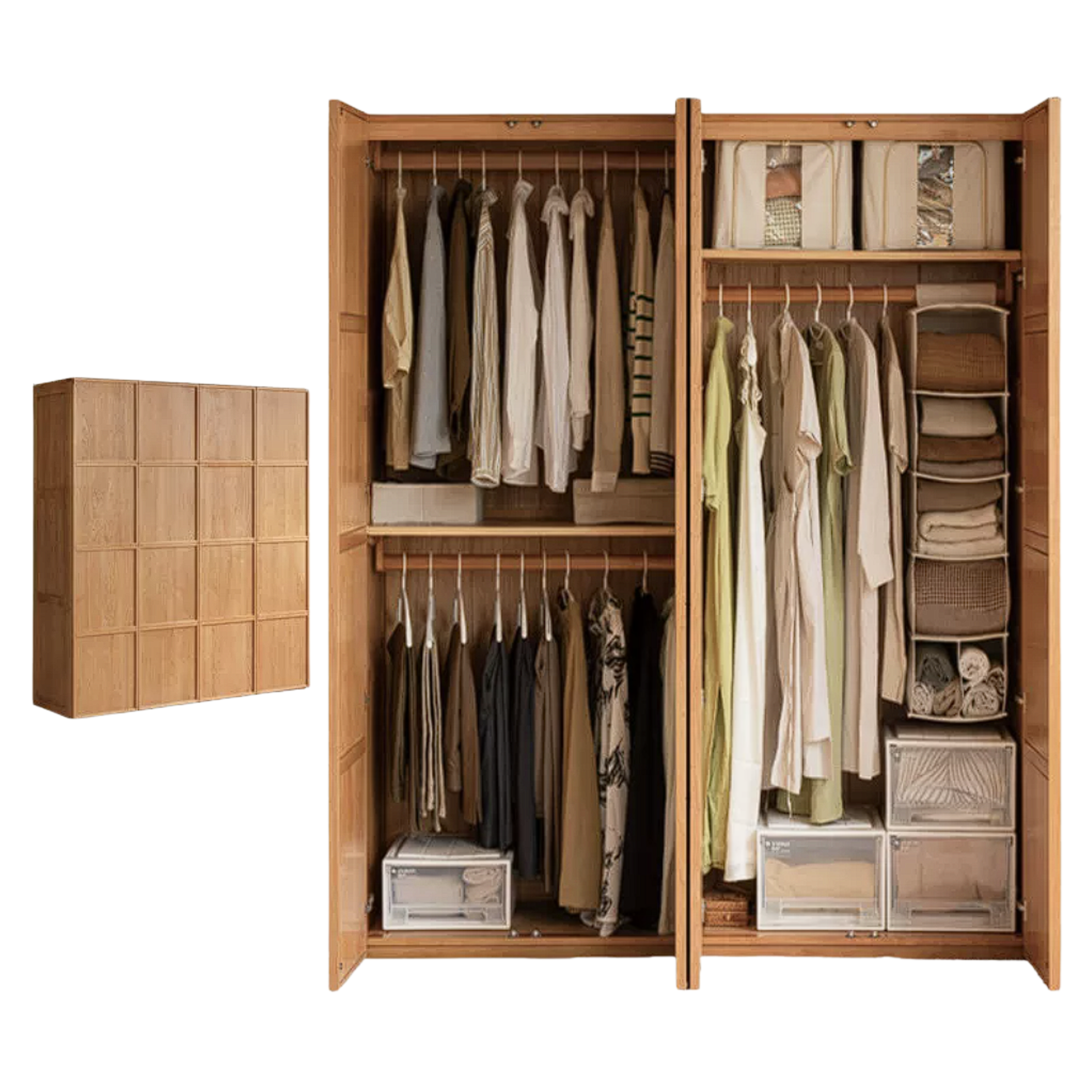 Cherry Wood Wardrobe Retro Style Skeleton Line