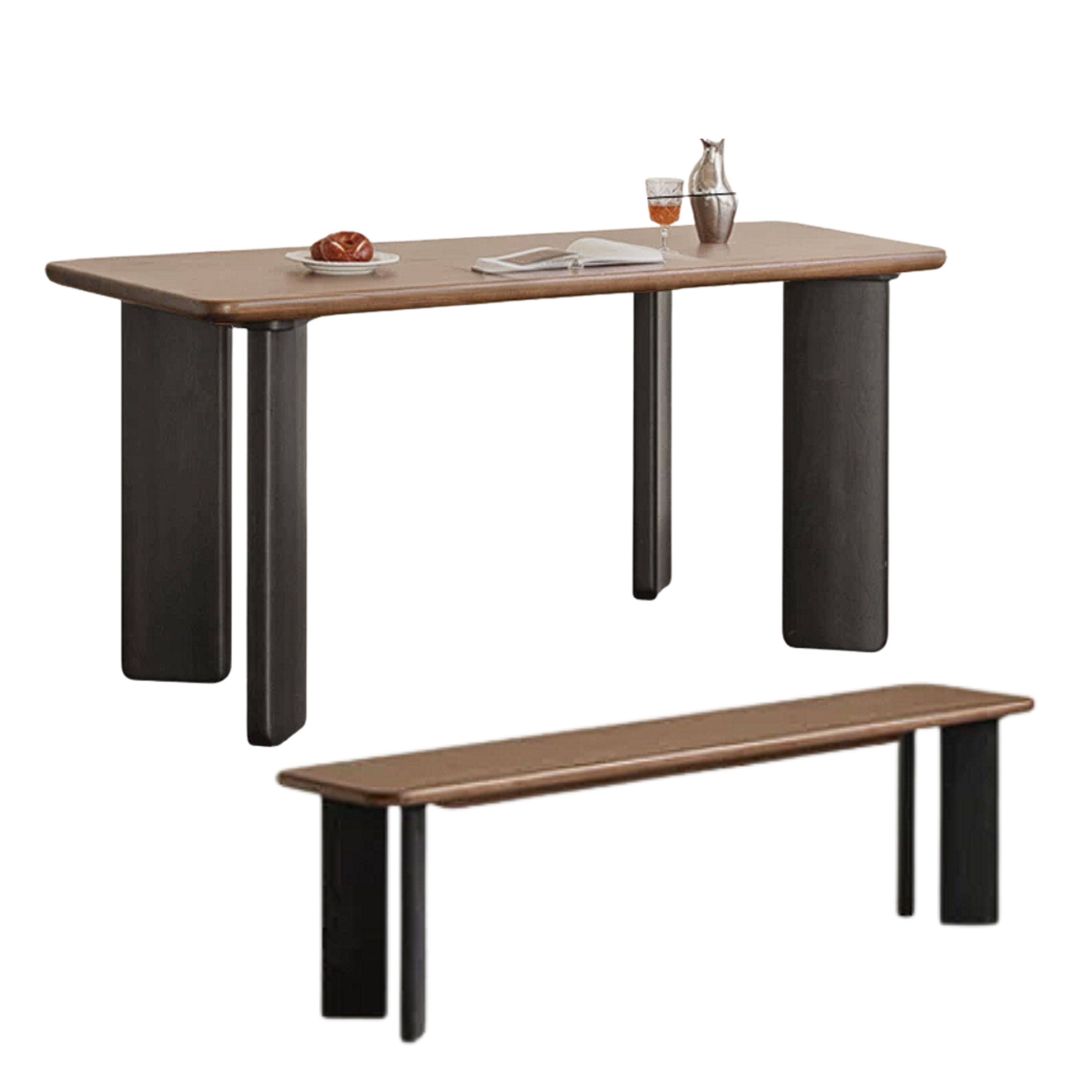 Black Walnut, Ash, Golden Pearwood Solid Wood Light Luxury Rectangular Dining Table