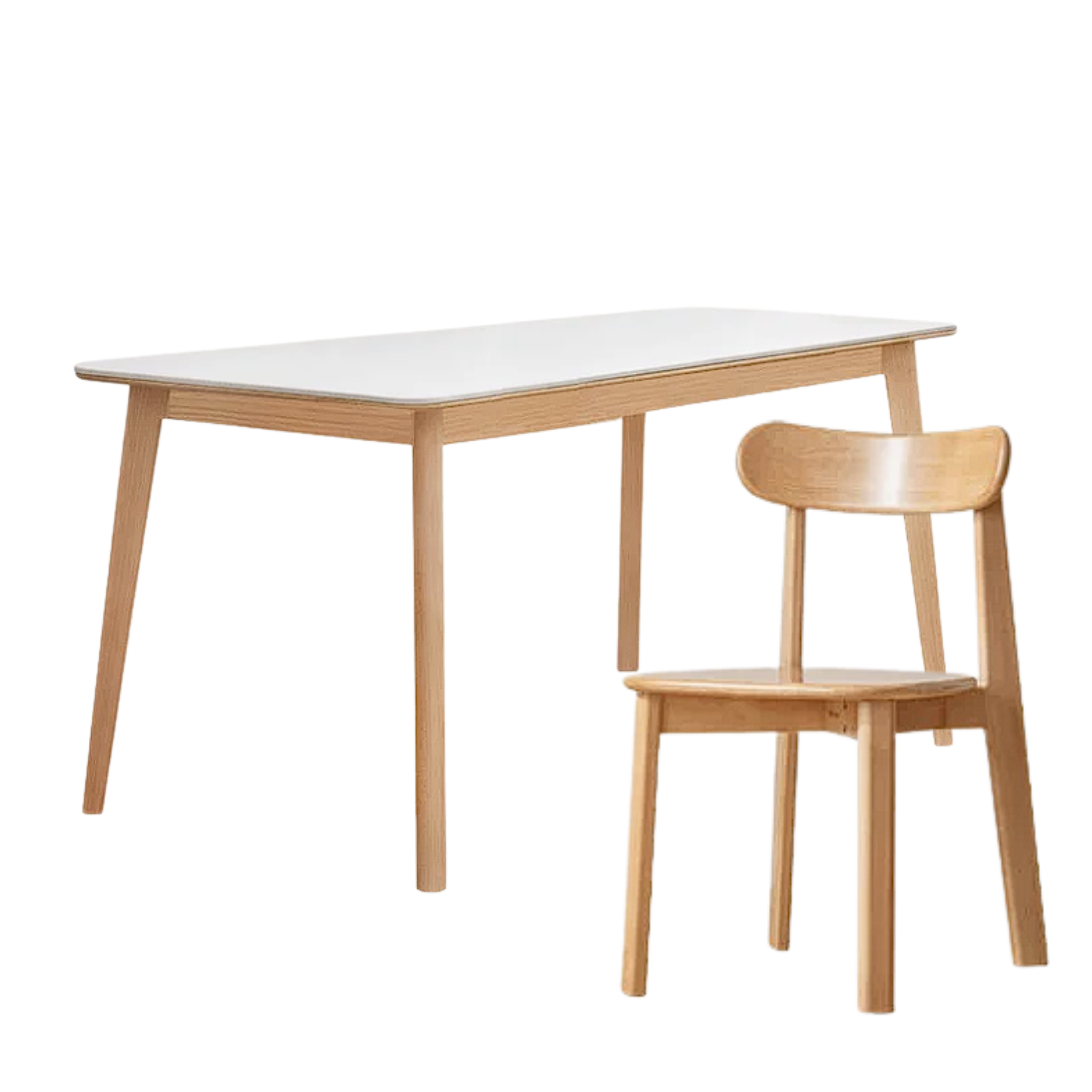 Beech, Rubberwood, Oak Solid Wood Dining Table With Rock Slab Surface