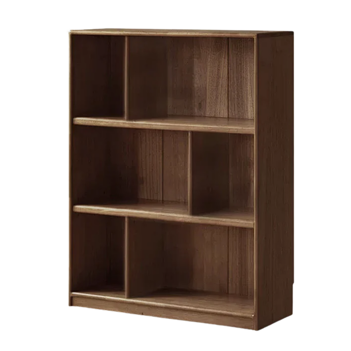 Solid Rubberwood Floor-Standing Bookcase with Study Storage Cabinet