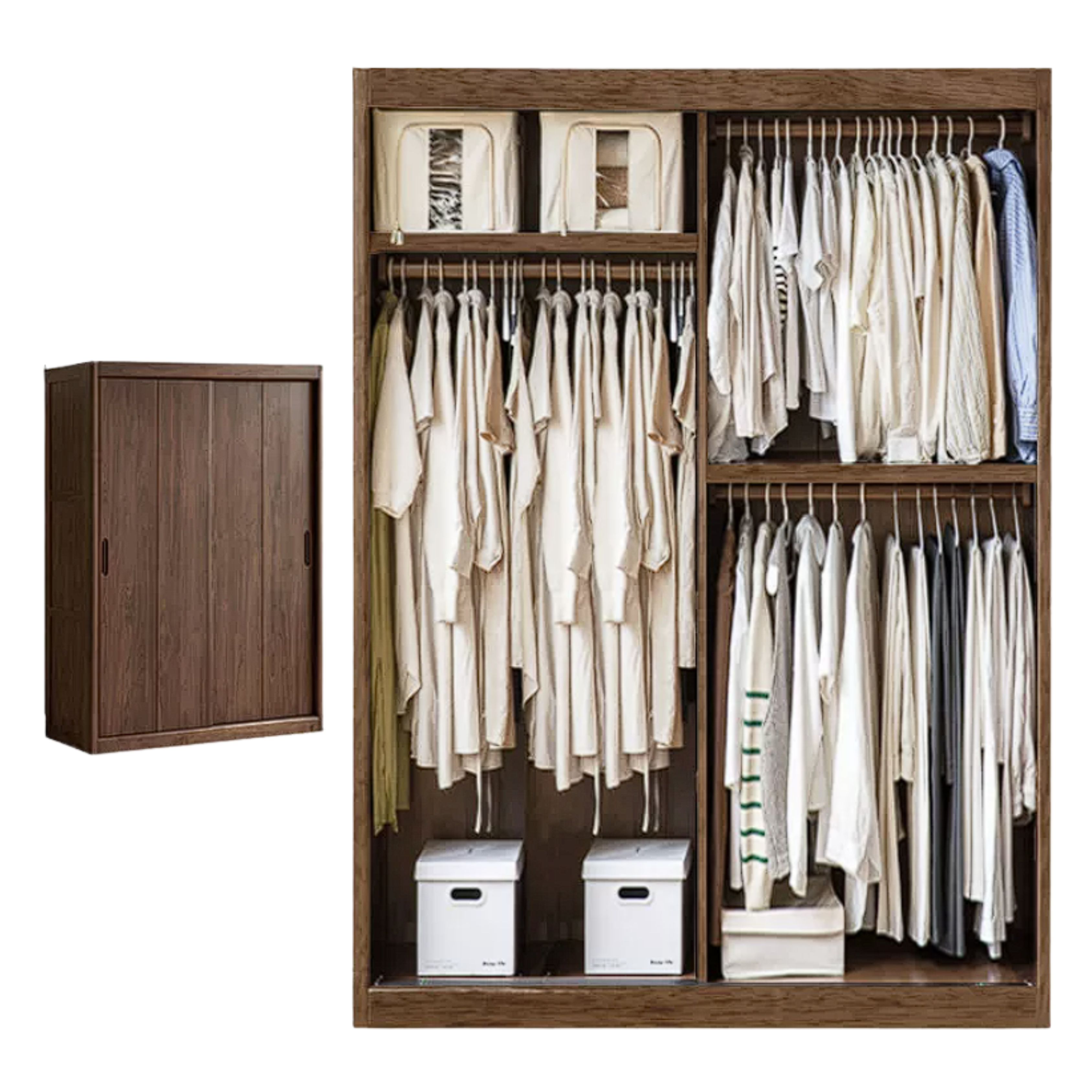 Golden Sandalwood Solid Wood Wardrobe