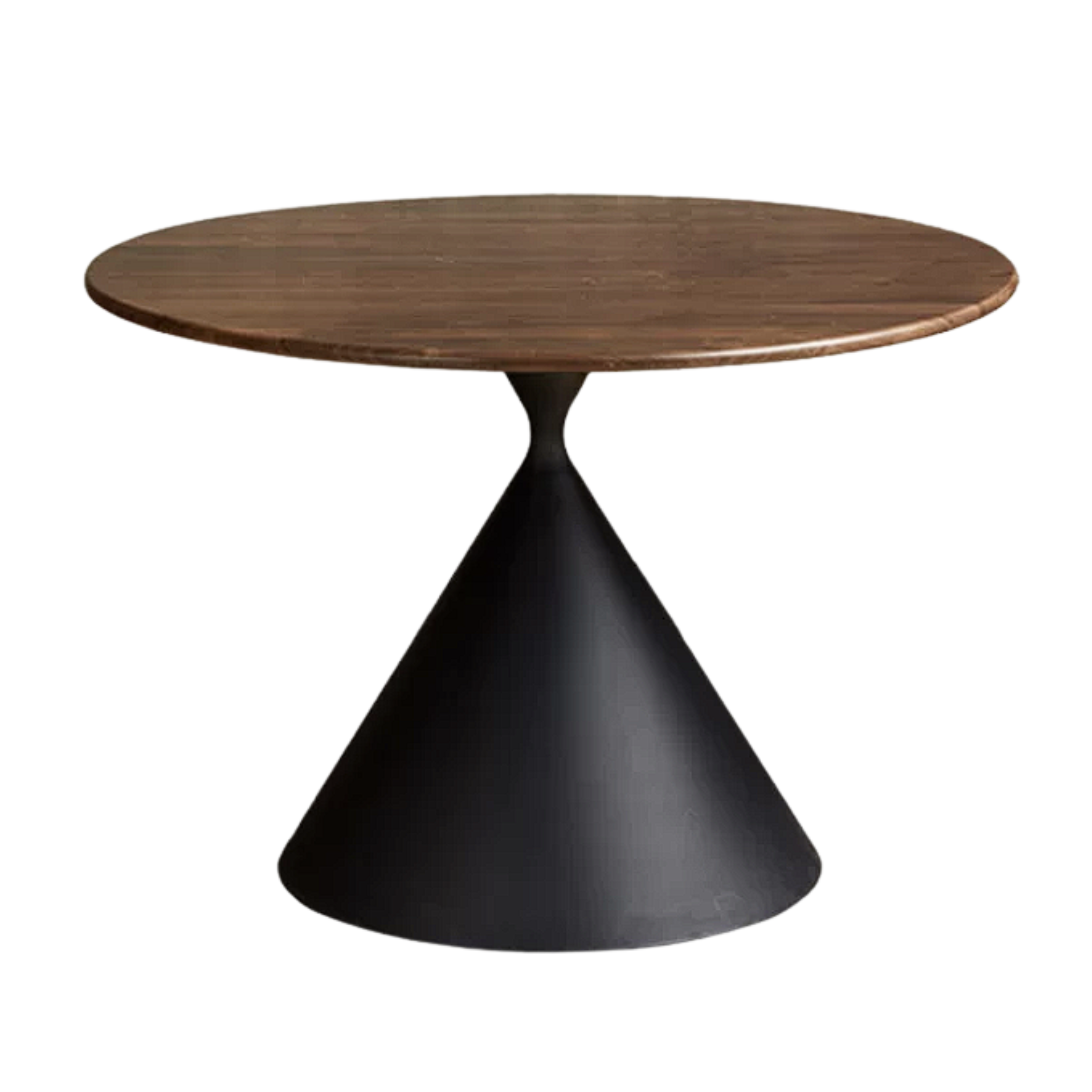 Black Walnut Solid Wood Dining Table with Cone Pedestal Base