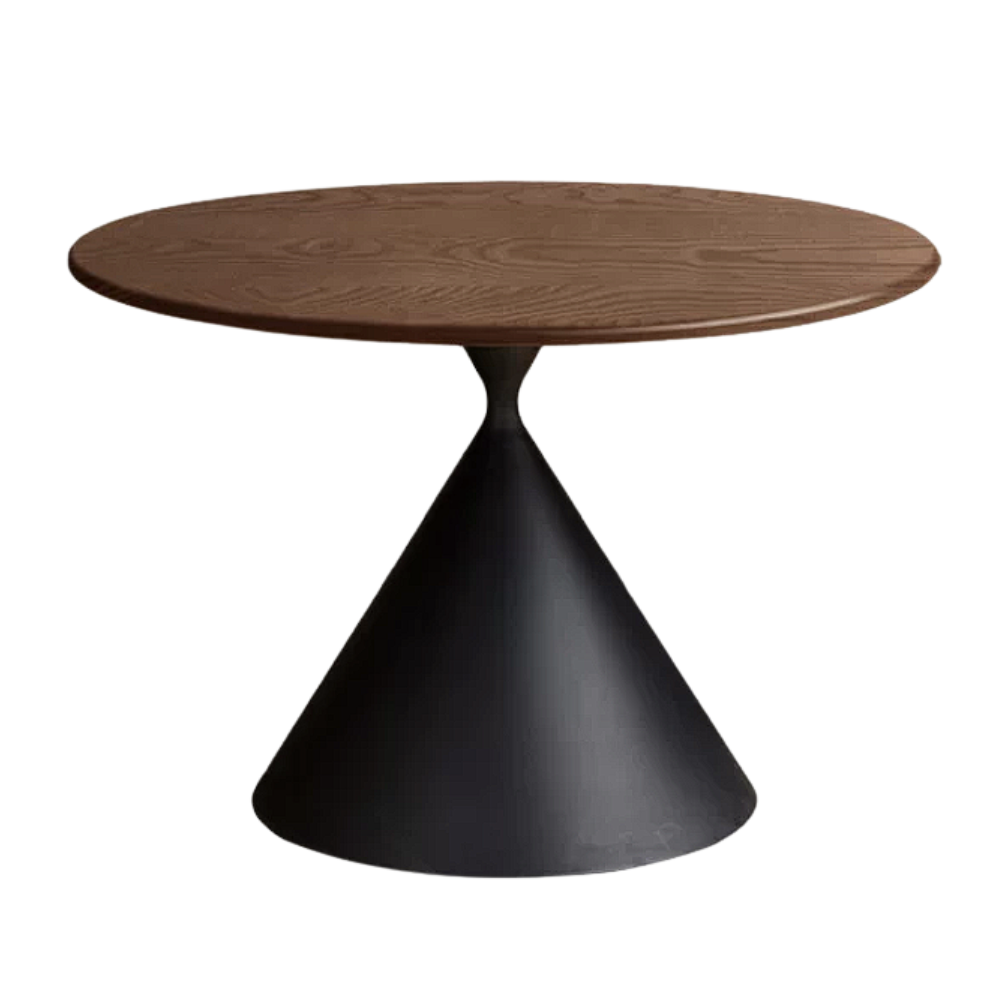 Black Walnut Solid Wood Dining Table with Cone Pedestal Base