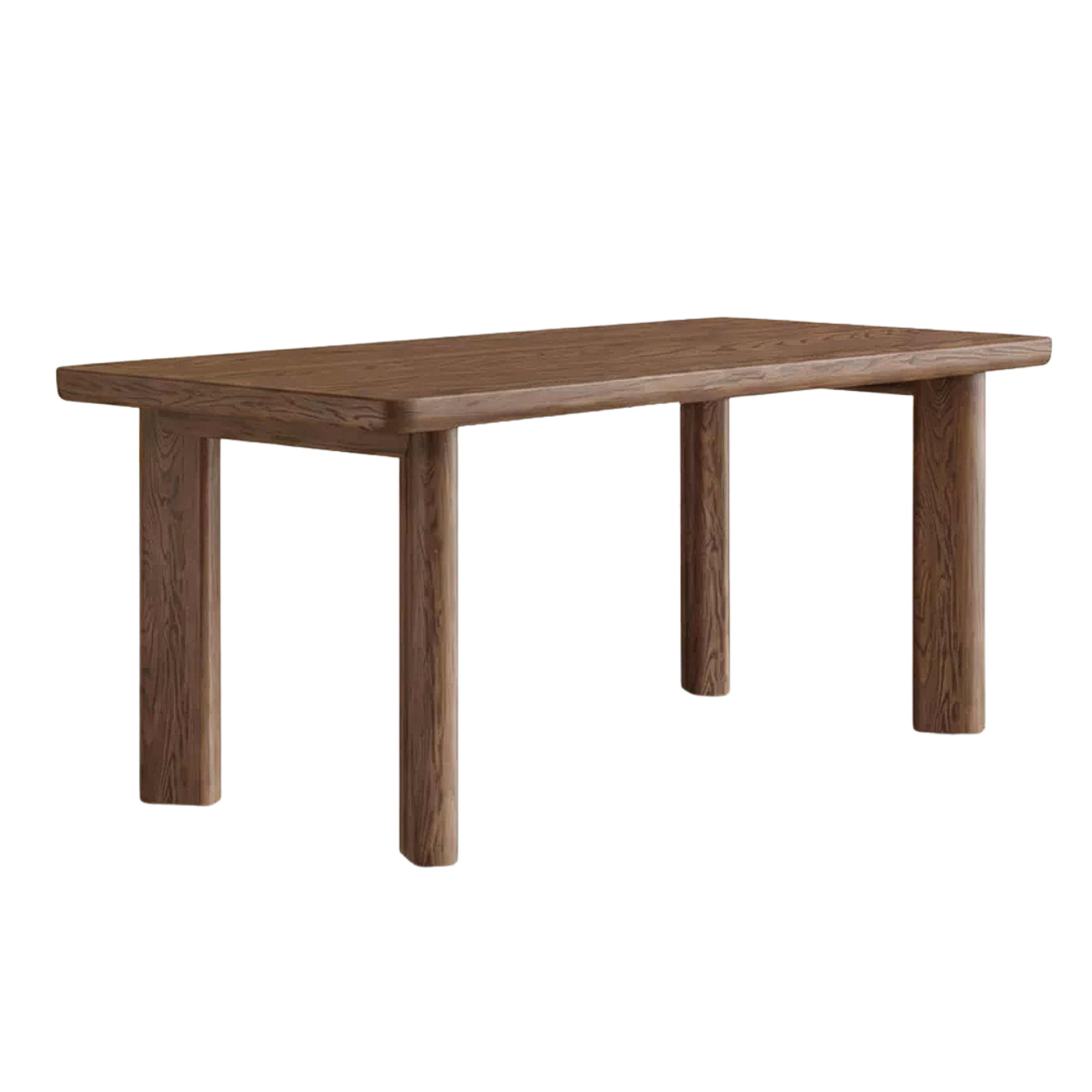 Black Walnut Solid Wood Rectangular Dining Table with Round Legs