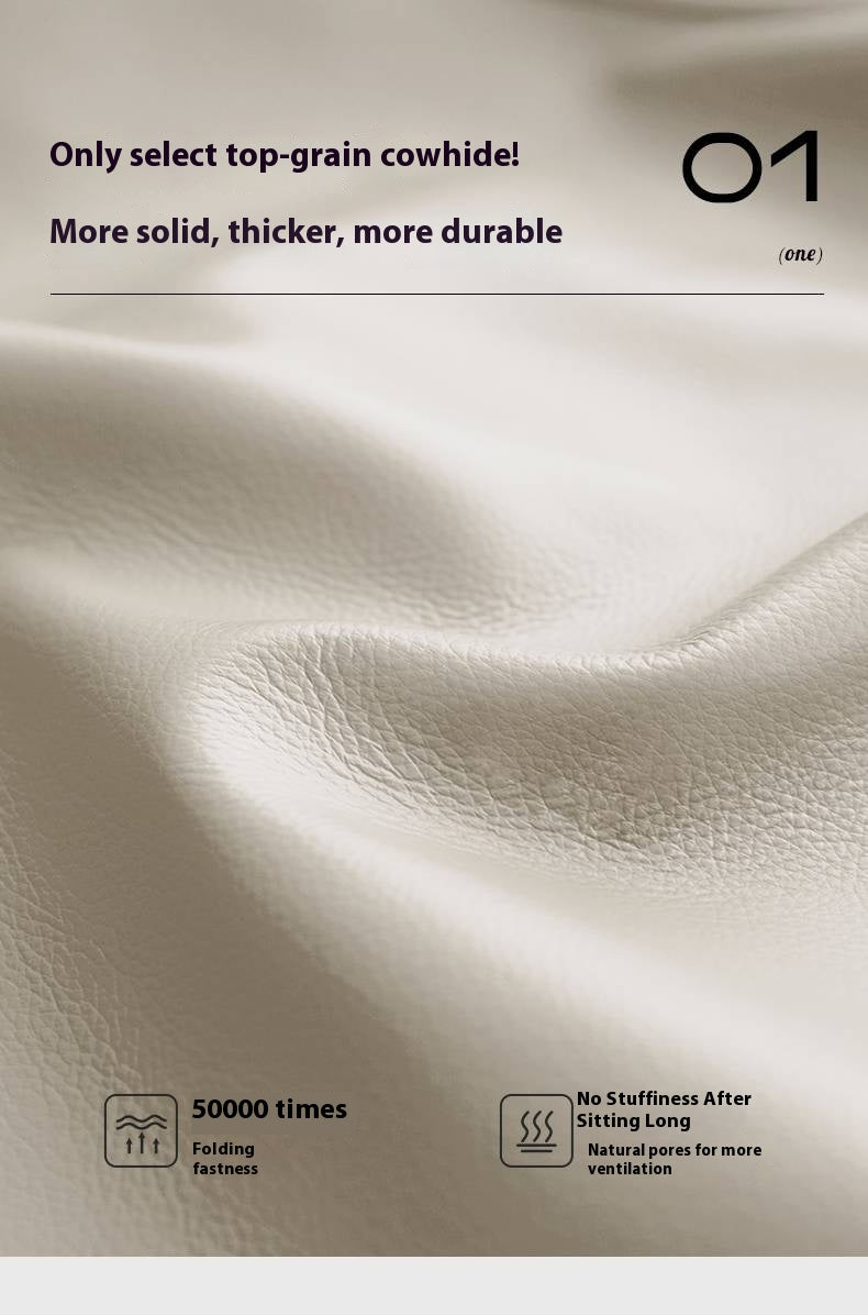 Genuine Leather Cream Sofa, Piano Key Design