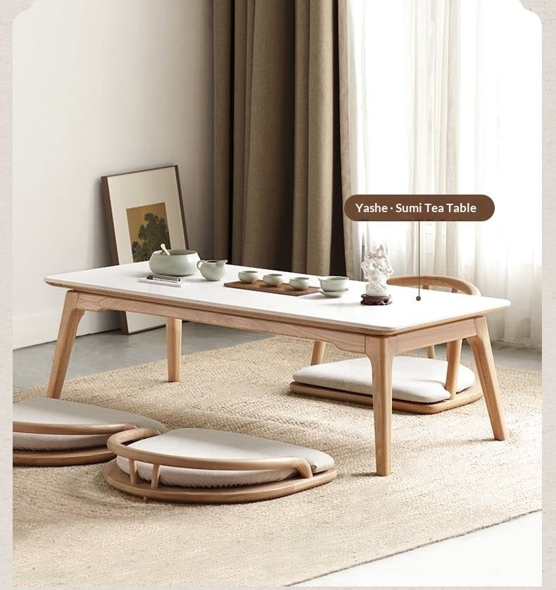 Ash Solid Wood Backrest Legless Low Tatami Chair