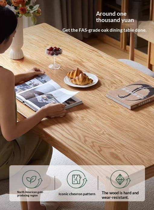 Oak Solid Wood Modern Minimalist Long Dining Table