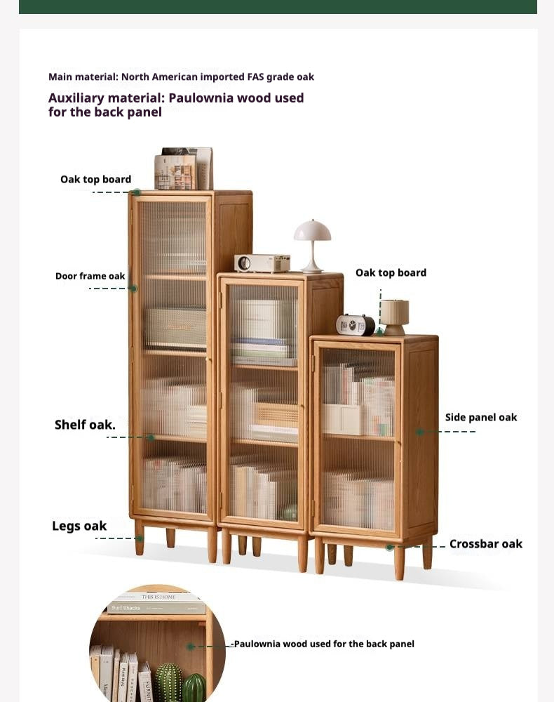 Beech Solid Wood Side Cabinet, Small Bookcase.