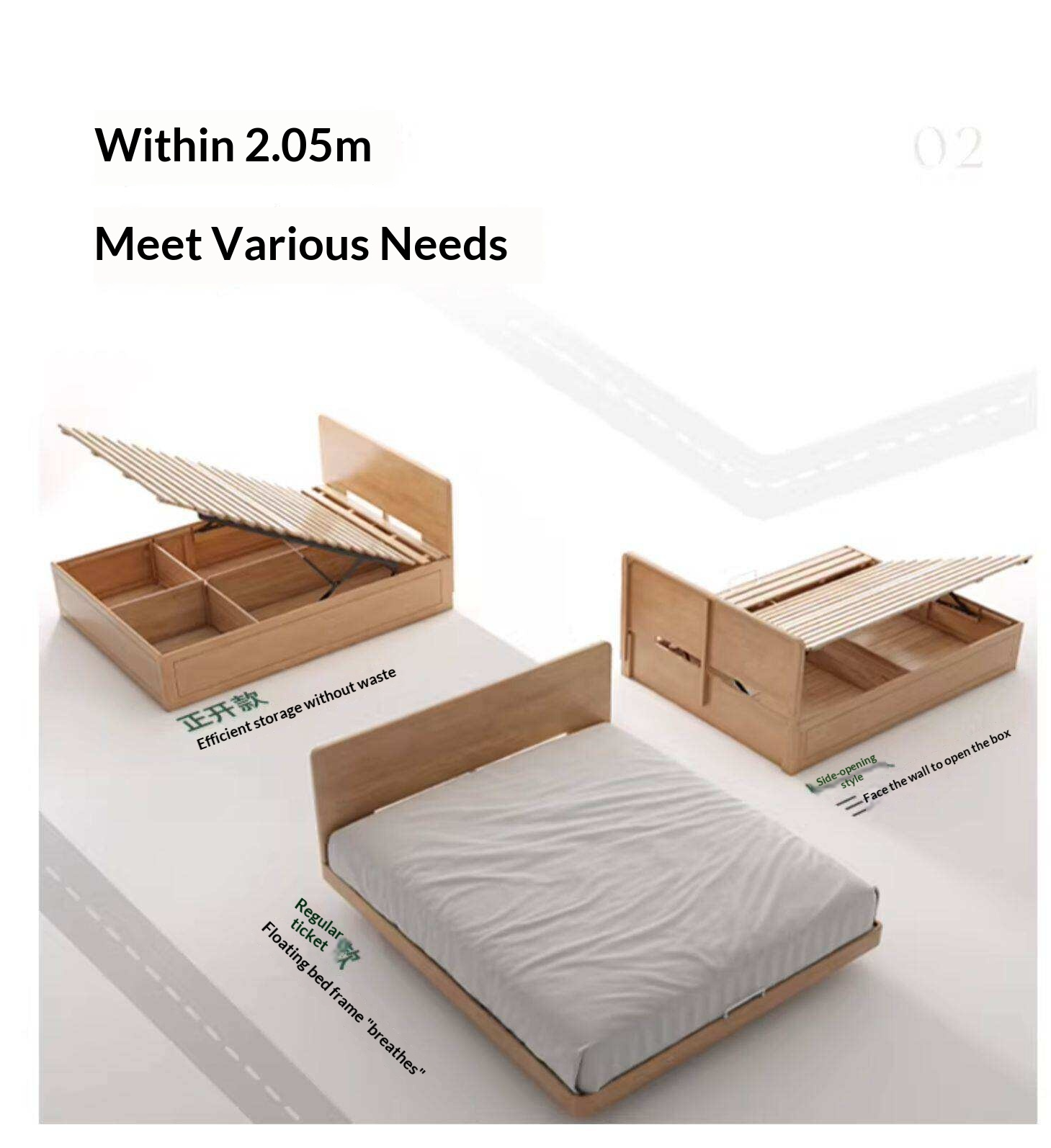Oak Solid Wood Modern Simple Double Storage Box Bed