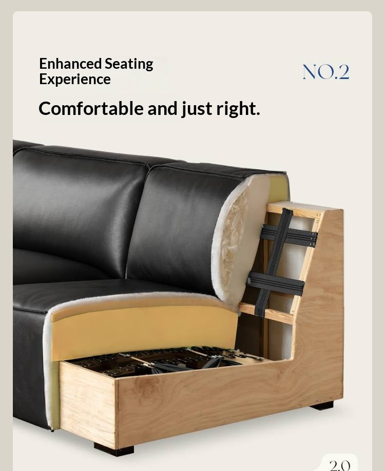Full Grain Genuine Leather Sofa Contemporary Couch
