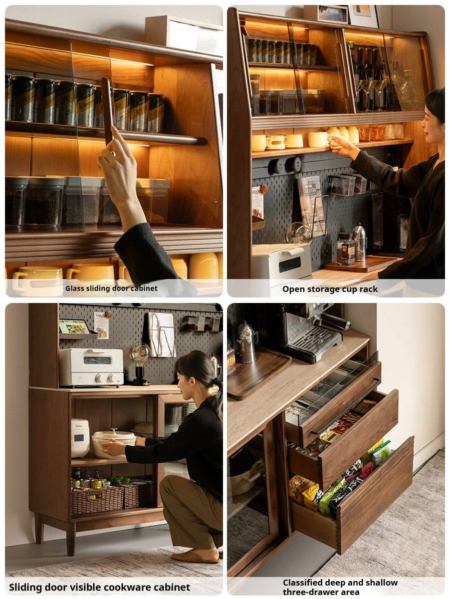 Black Walnut Solid Wood Italian-Style Sideboard – Sleek Buffet Cabinet