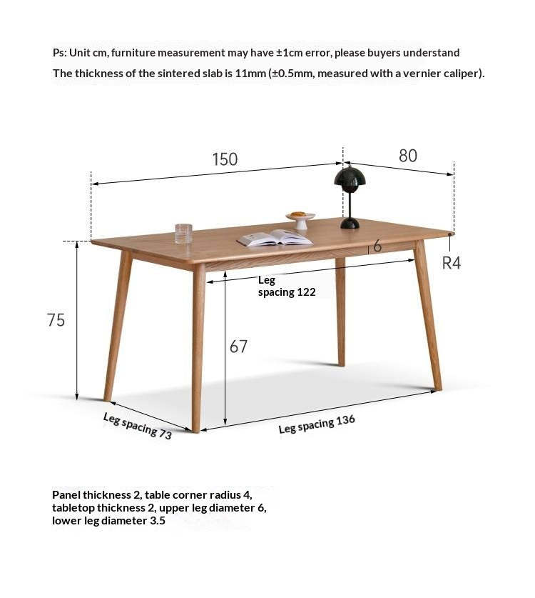 Oak Solid Wood Modern Dining Table