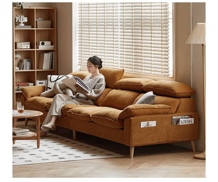 Fabric High Back Straight Sofa Modern.