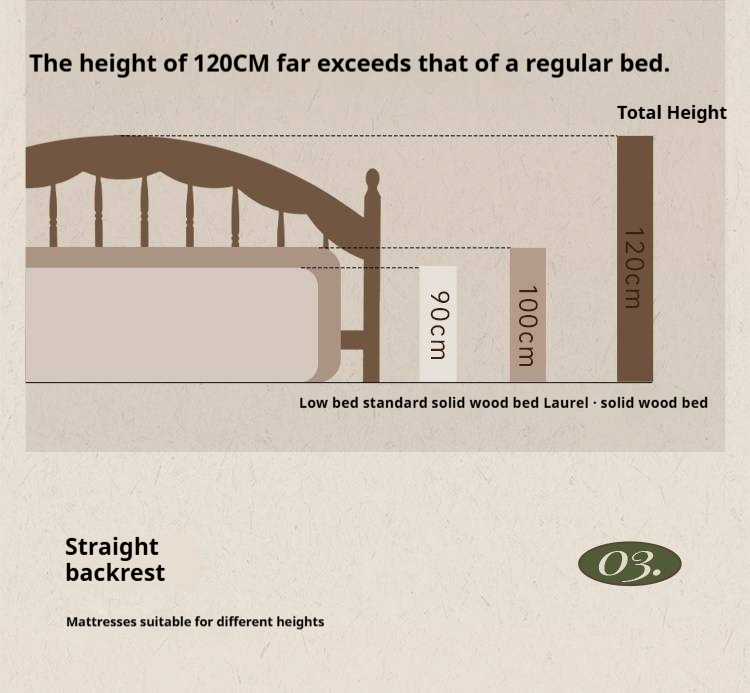 Poplar Solid Wood Bed — American Windsor Style with Retro Vertical Strip Design