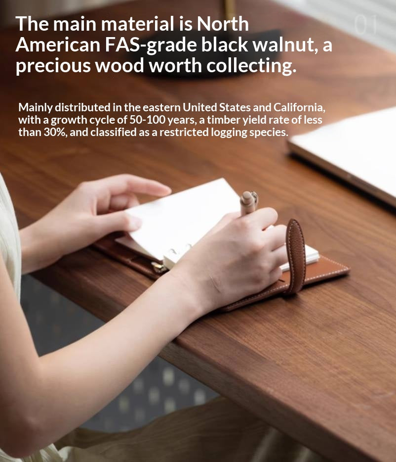 Black Walnut, Merbau Solid Wood Italian Light Luxury Computer Desk