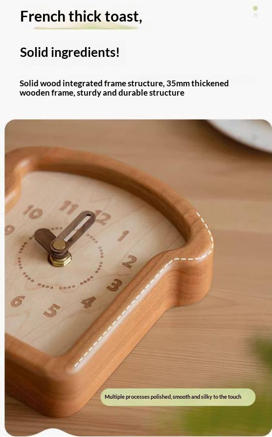 Cherry, Black Walnut Solid Wood Toast Clock Creative