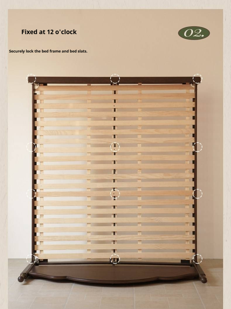 Ash Solid Wood Bed — American Retro Style