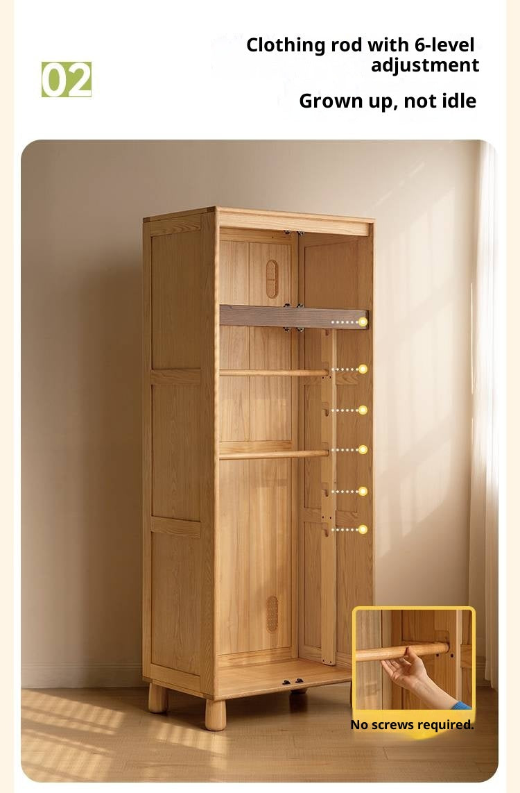Oak Solid Wood Original Wood Style Children's Wardrobe