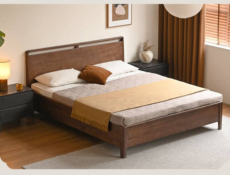 Black Walnut Solid Wood Light Luxury Box Bed