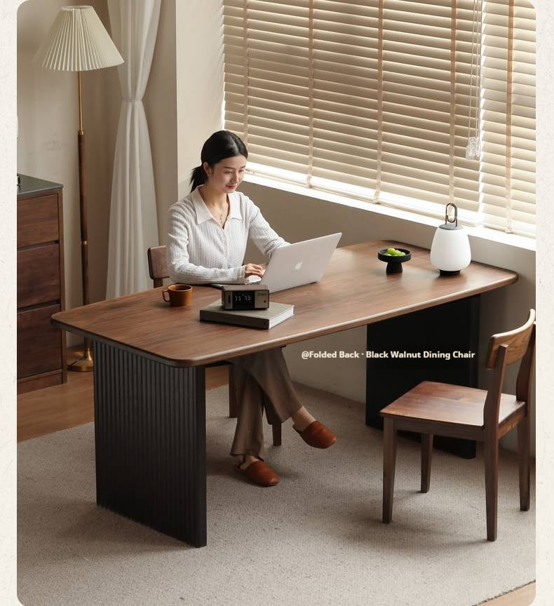 Black Walnut Solid Wood Light Luxury Style Dining Table