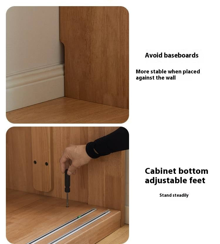 Solid Rubberwood Modern Children's Sliding Door Wardrobe