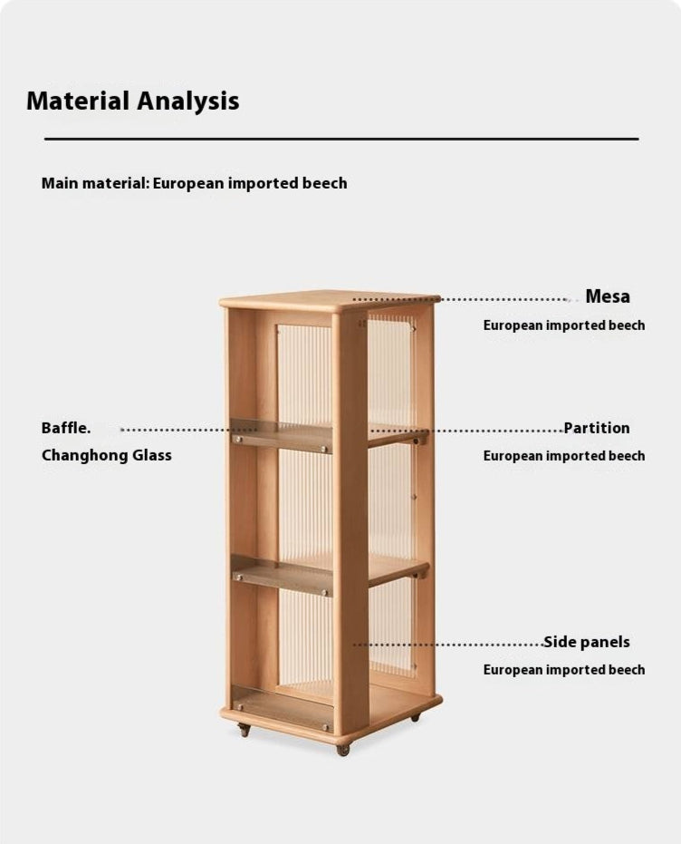 Beech Solid Wood Floor Movable Rack Side Cabinet