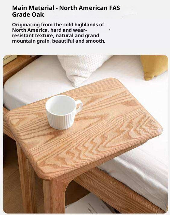 Oak Solid Wood Modern Minimalist Movable Nightstand