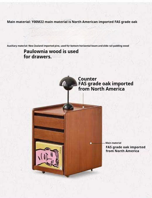 Oak, Poplar Solid Wood Simple Style Nightstand