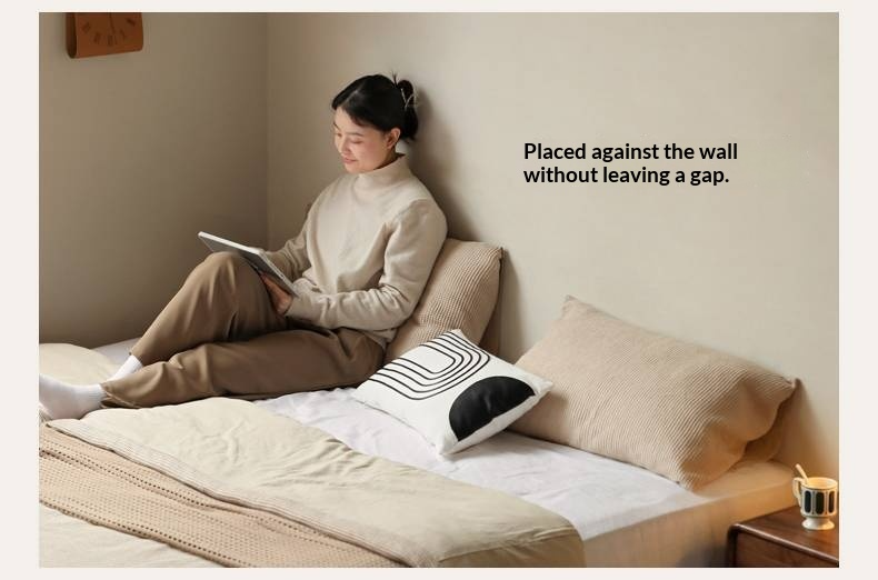 Black Walnut Solid Wood Platform Box Bed, Headboard-Free Bed Night Light Suspended Bed