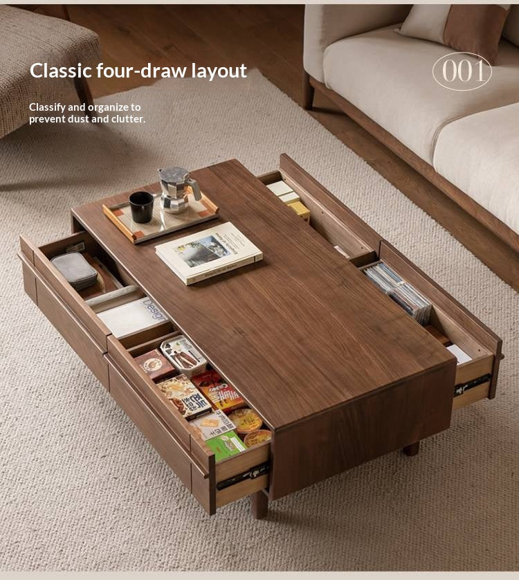 Black Walnut Solid Wood Modern Casual Coffee Table