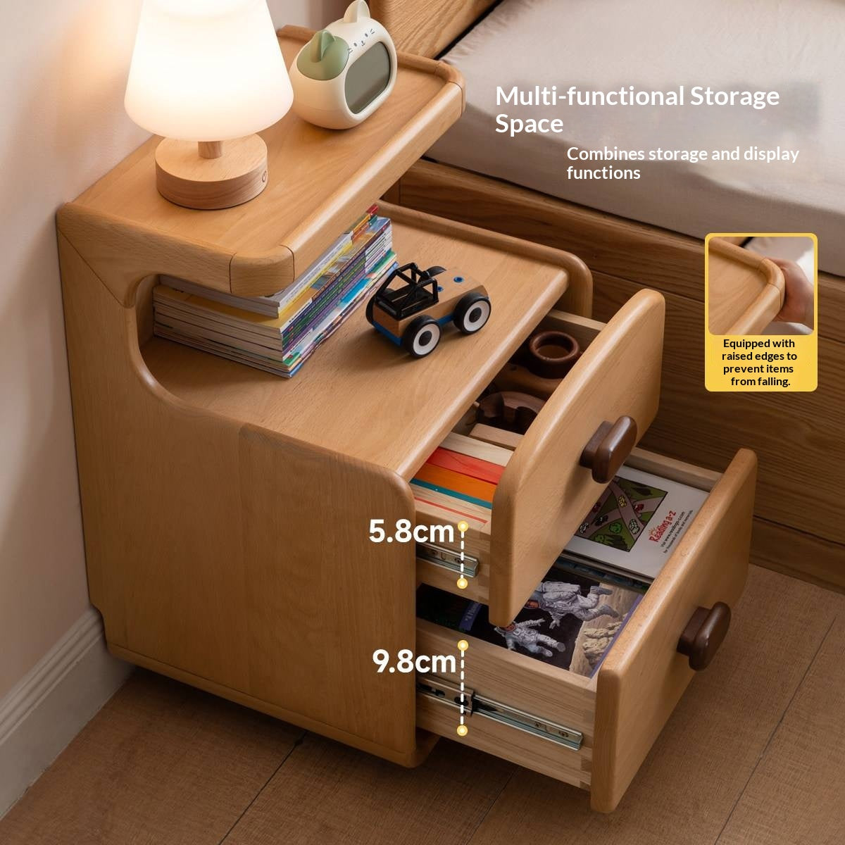Beech Solid Wood Children's Nightstand Modern Minimalist