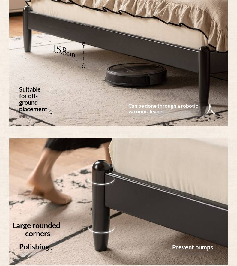 Rubberwood Solid Wood  French Retro Soft Bed