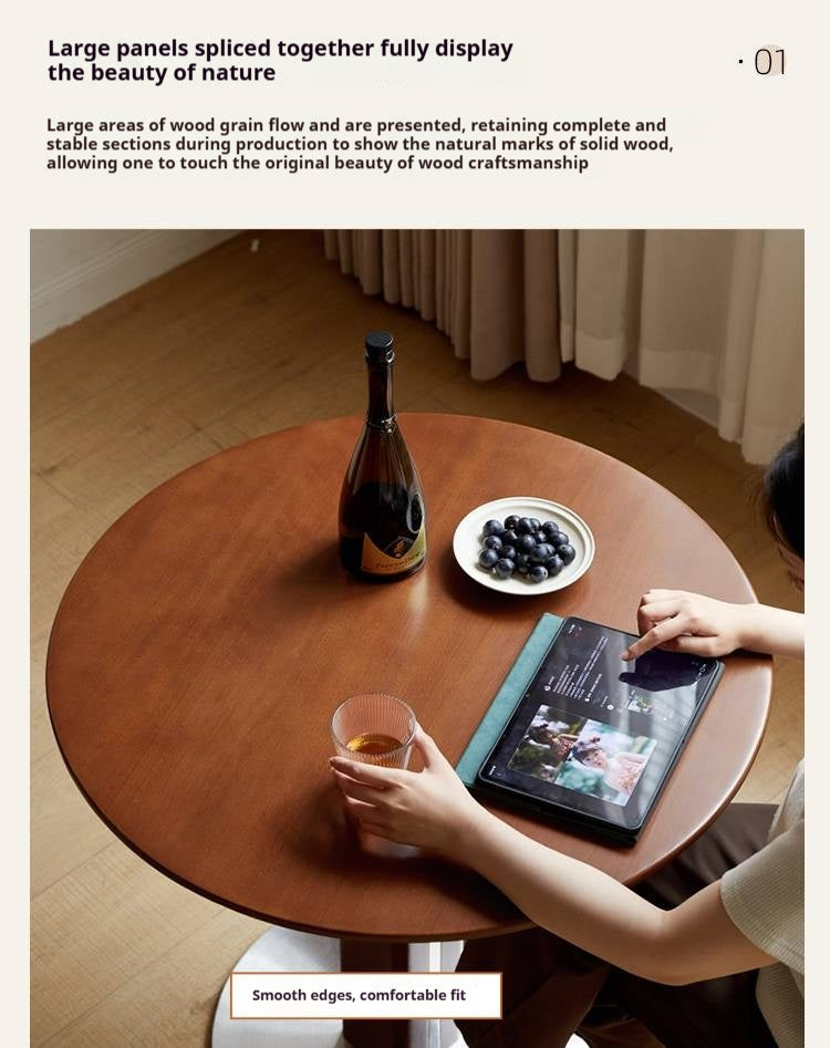 Poplar Solid Wood Vintage Round Bauhaus Style Dining Table