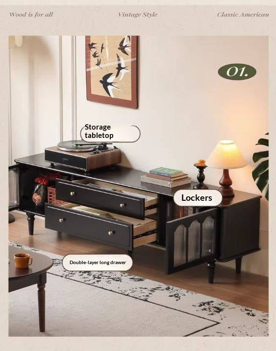 Solid RubberWood French Retro TV Stand