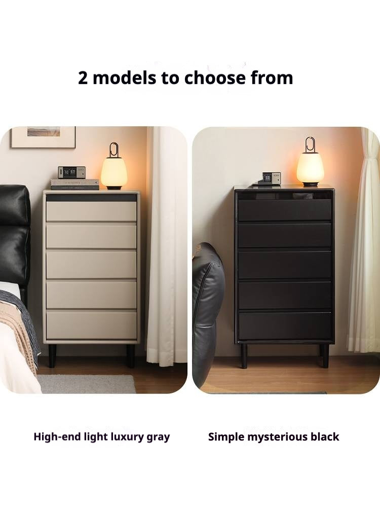 Tulip, Rubber Solid Wood Light Luxury Gray Chest of Drawers.