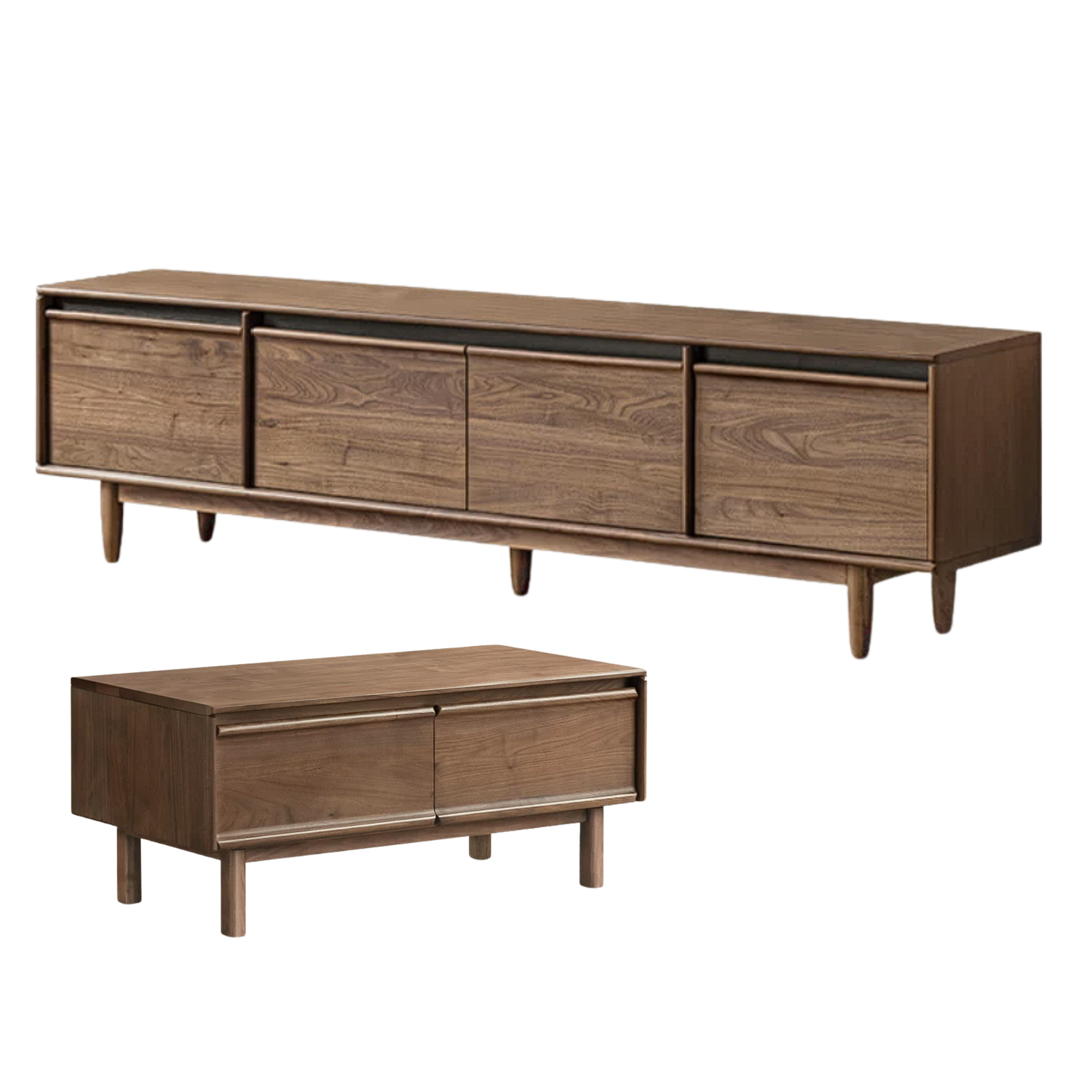 Black Walnut, Ash, Oak Solid Wood, Solid Longan Hardwood Modern Coffee Table