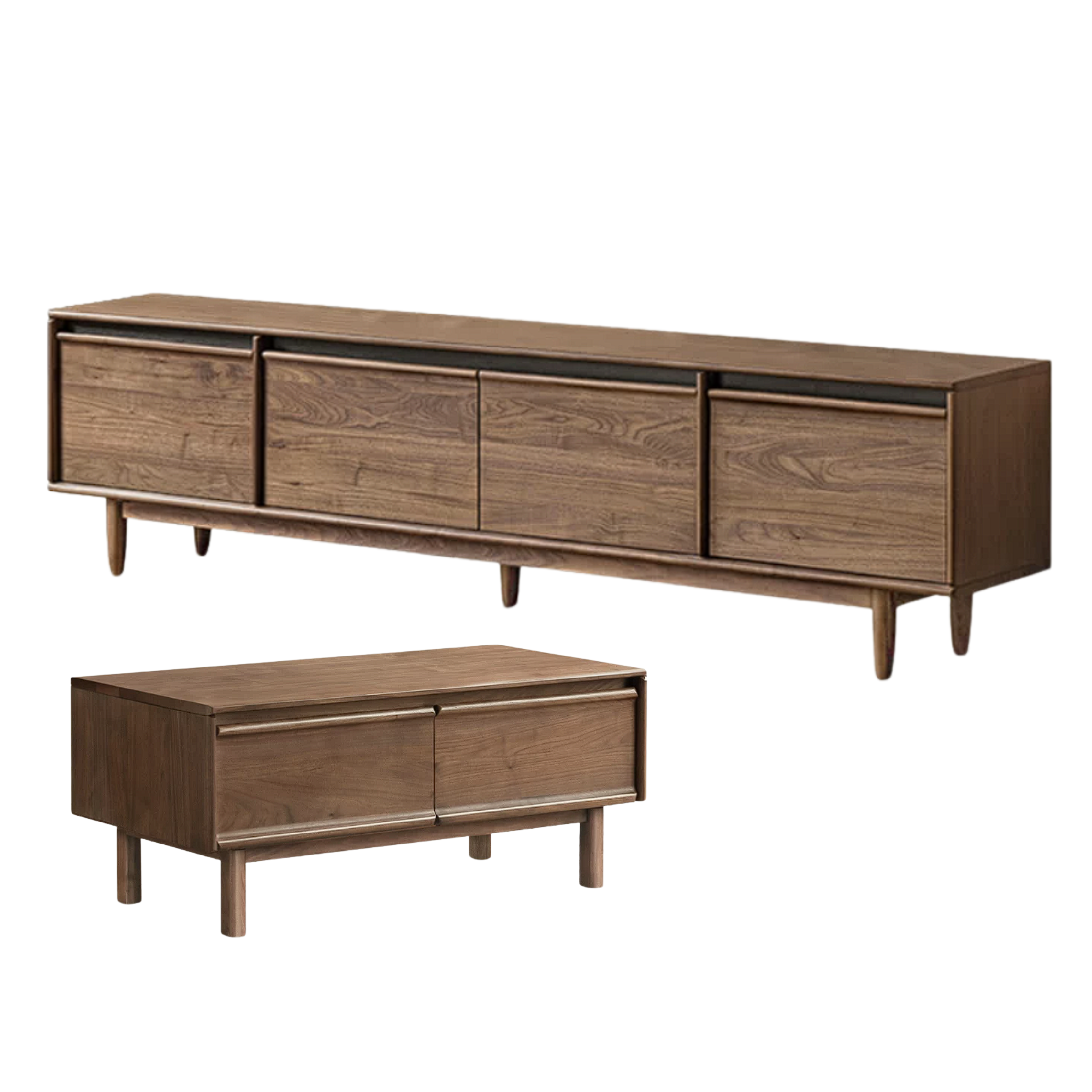 Black Walnut, Ash, Oak Solid Wood, Solid Longan Hardwood Modern Coffee Table