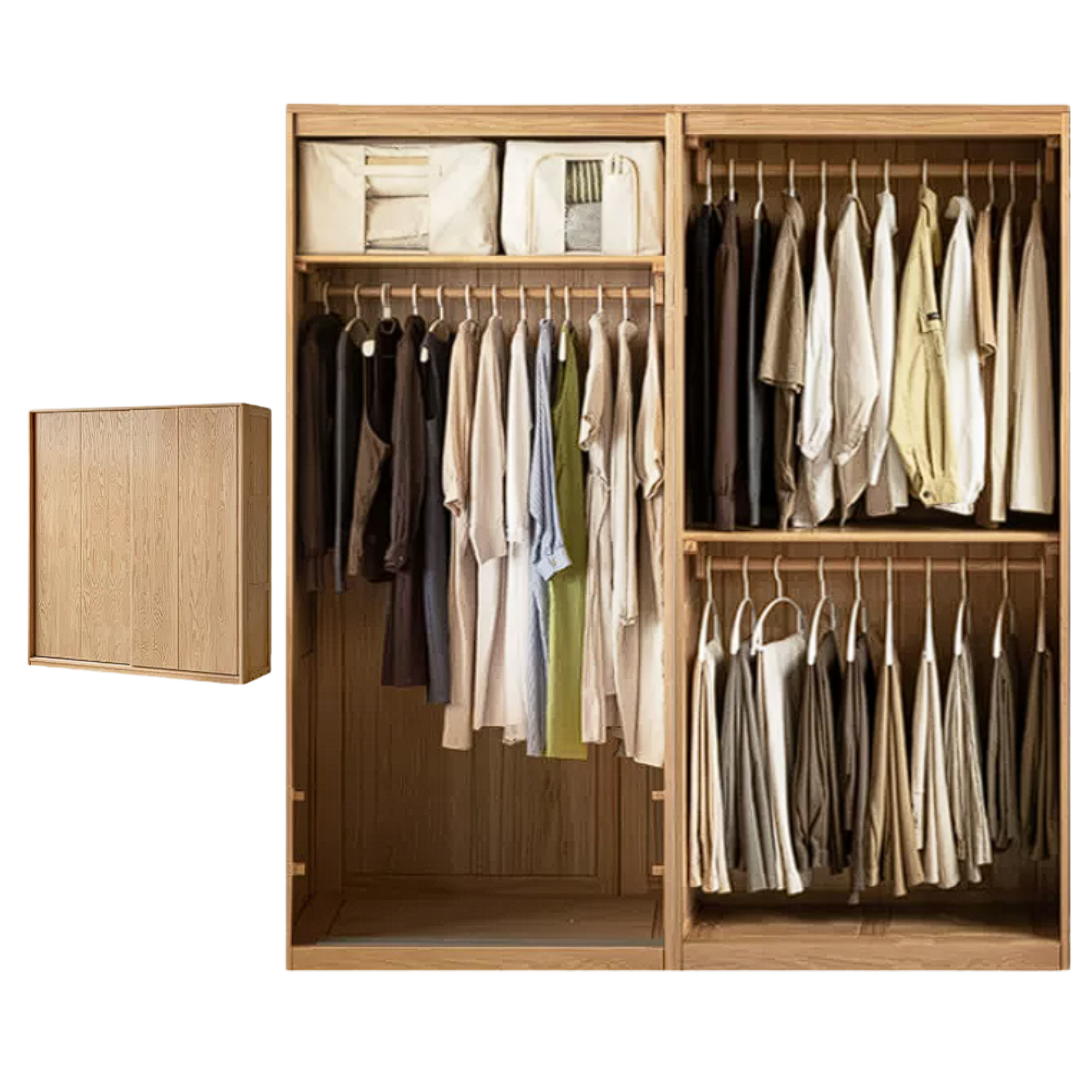 Oak, Ash Solid Wood Wardrobe With Sliding Doors