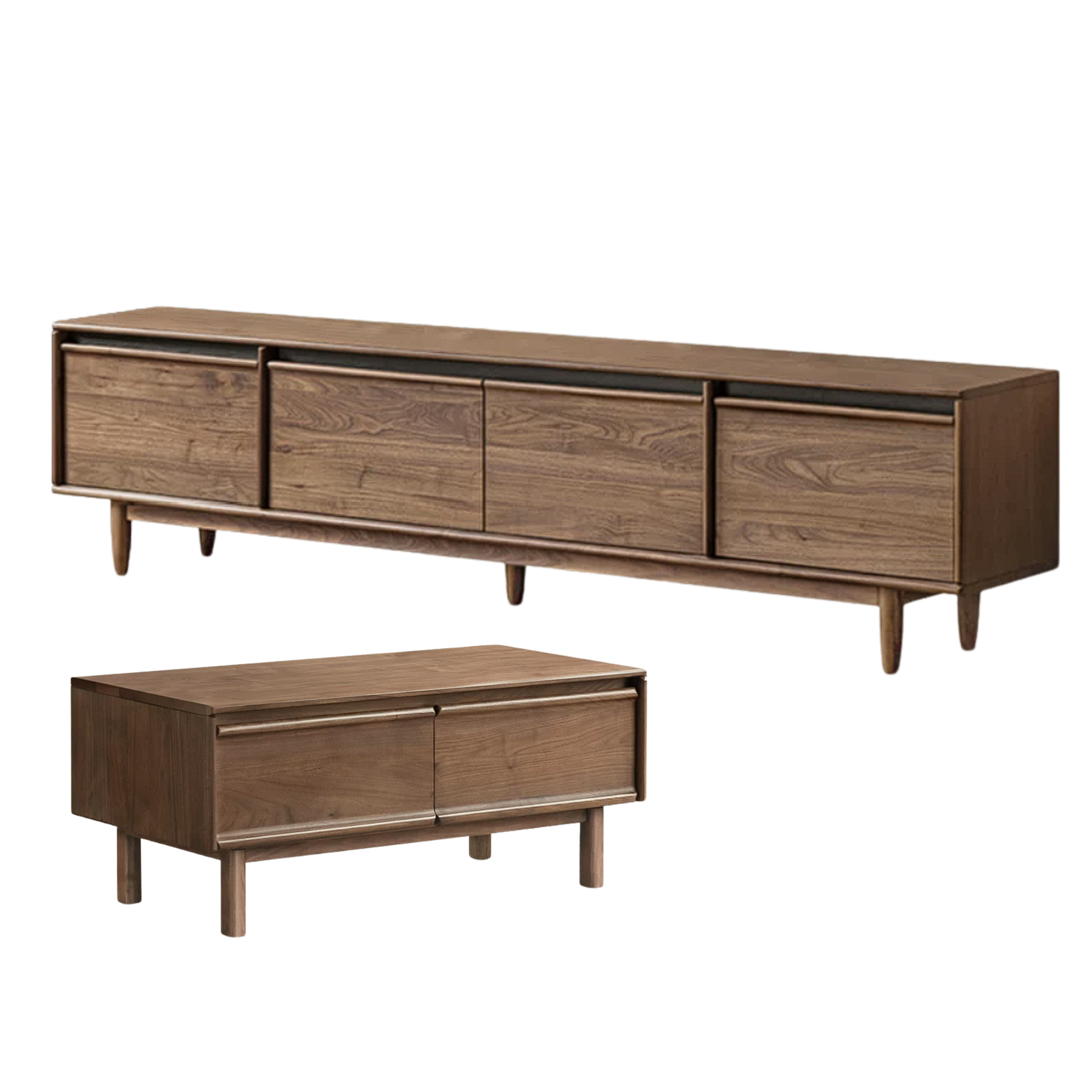Black Walnut, Ash, Oak Solid Wood, Solid Longan Hardwood Modern Coffee Table