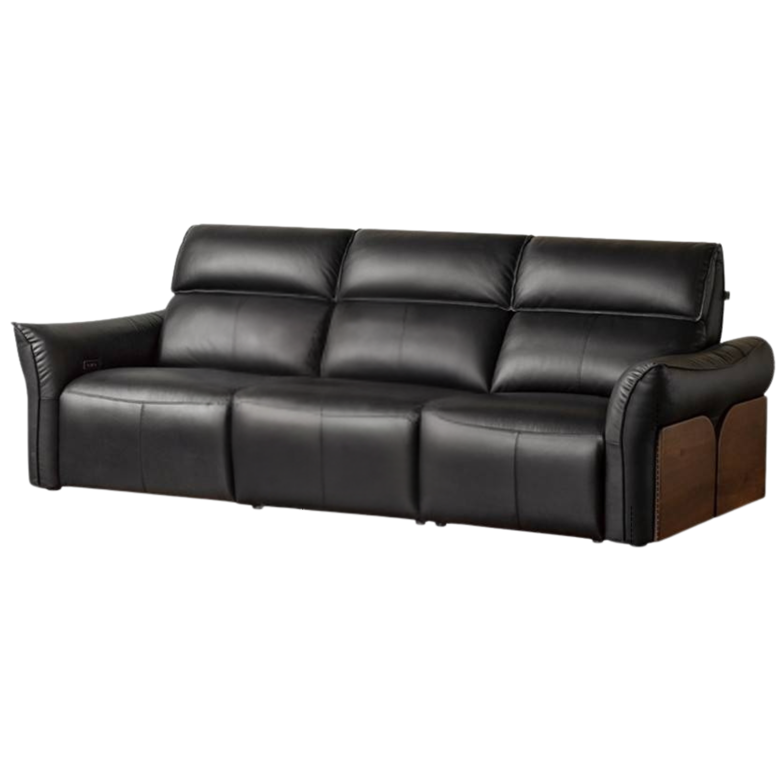 Black walnut solid wood Top Grain Genuine Leather Zero Wall Power Reclining Sofa